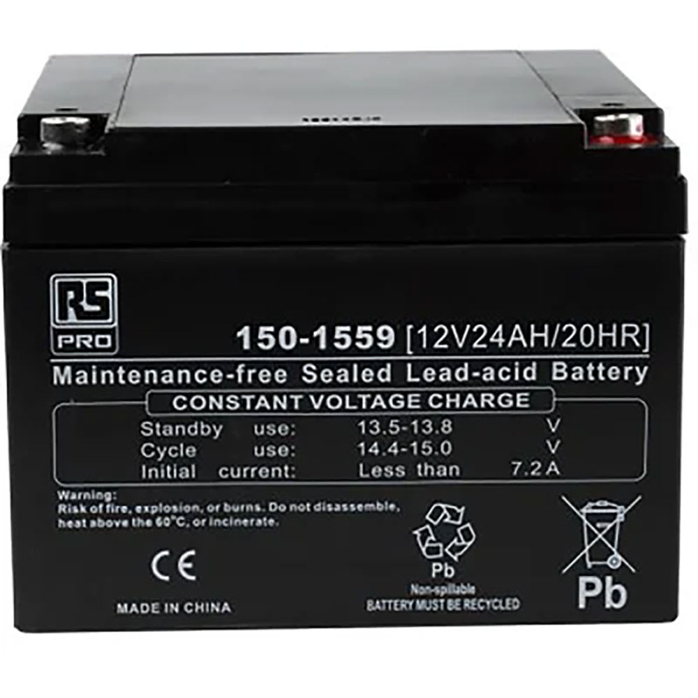 RS PRO - 1501559 - Rechargeable Lead Acid Battery 24Ah 12V AGM General  Purpose T12 Termination - RS