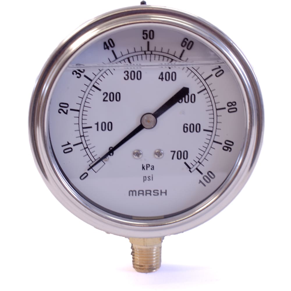 Marsh Instruments - X32887P - Press. Gauge, 100mm SS, Filled Marsh Instruments - X32887P - Press. Gauge, 100mm SS, Filled