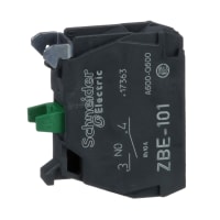 Schneider Electric ZBE101 Single Contact Block, 22mm, 1NO, 6 A, 600 V, Screw Terminal, Harmony XB4 Series