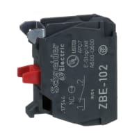 Schneider Electric ZBE102 Single Contact Block, 22mm, 1NC, 6 A, 600V, Screw Terminal, Harmony XB4 Series