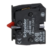 Schneider Electric ZB2BE102 Single Contact Block for 22mm Pushbutton, 1NC, 6A, 600V, Screw Term, ZAR Series