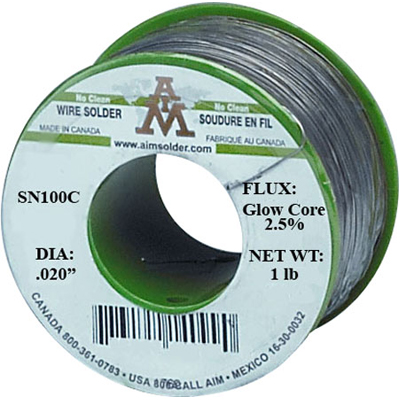 AIM Solder 15063 GLOWCORE 2.5% NO CLEAN FLUX CORE SOLDER AIM Solder 15063 GLOWCORE 2.5% NO CLEAN FLUX CORE SOLDER