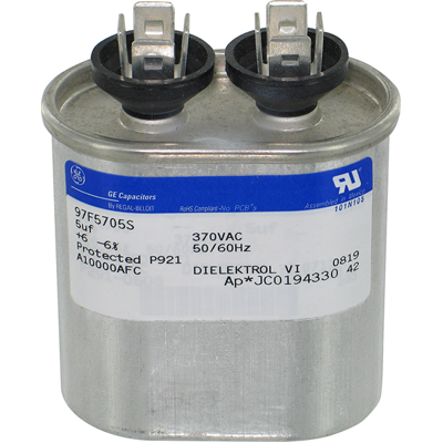 CAPCOM, formerly Genteq 97F5705 Capacitors, Motor Run, Oval CAPCOM, formerly Genteq 97F5705 Capacitors, Motor Run, Oval