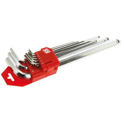 RS PRO 5423515 L Shape Hex Keys & Set 9 Piece S2 Steel Mirror