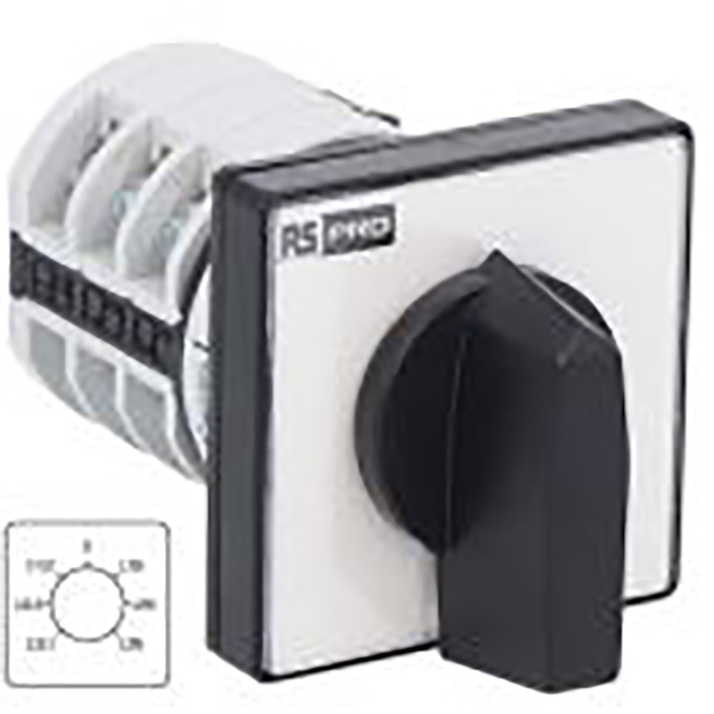 RS PRO 2083916 Rotary Cam Switch 6P6T 20A 690V 7 Position 48
